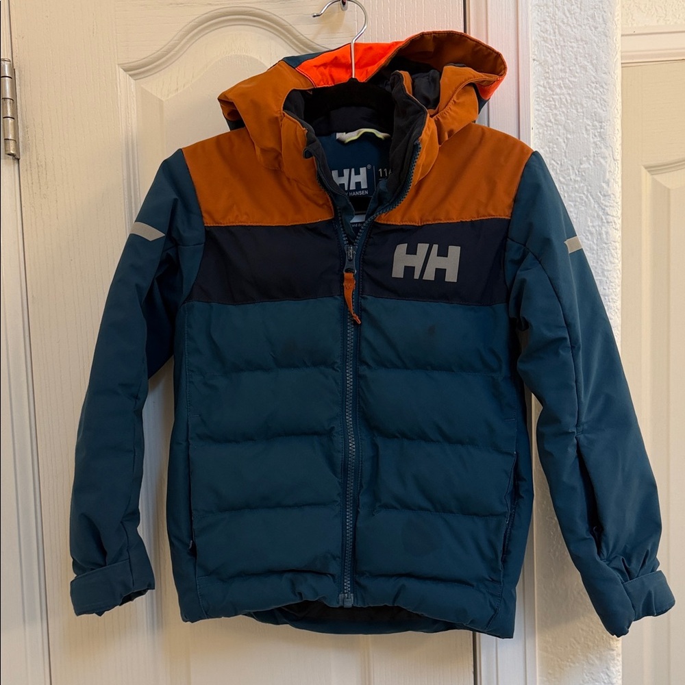 Helly Hansen Teal and Rust Hooded Jacket and snowpants set